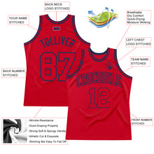 Laden Sie das Bild in den Galerie-Viewer, Custom Red Red-Navy Authentic Throwback Basketball Jersey
