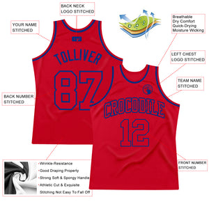 Custom Red Red-Royal Authentic Throwback Basketball Jersey