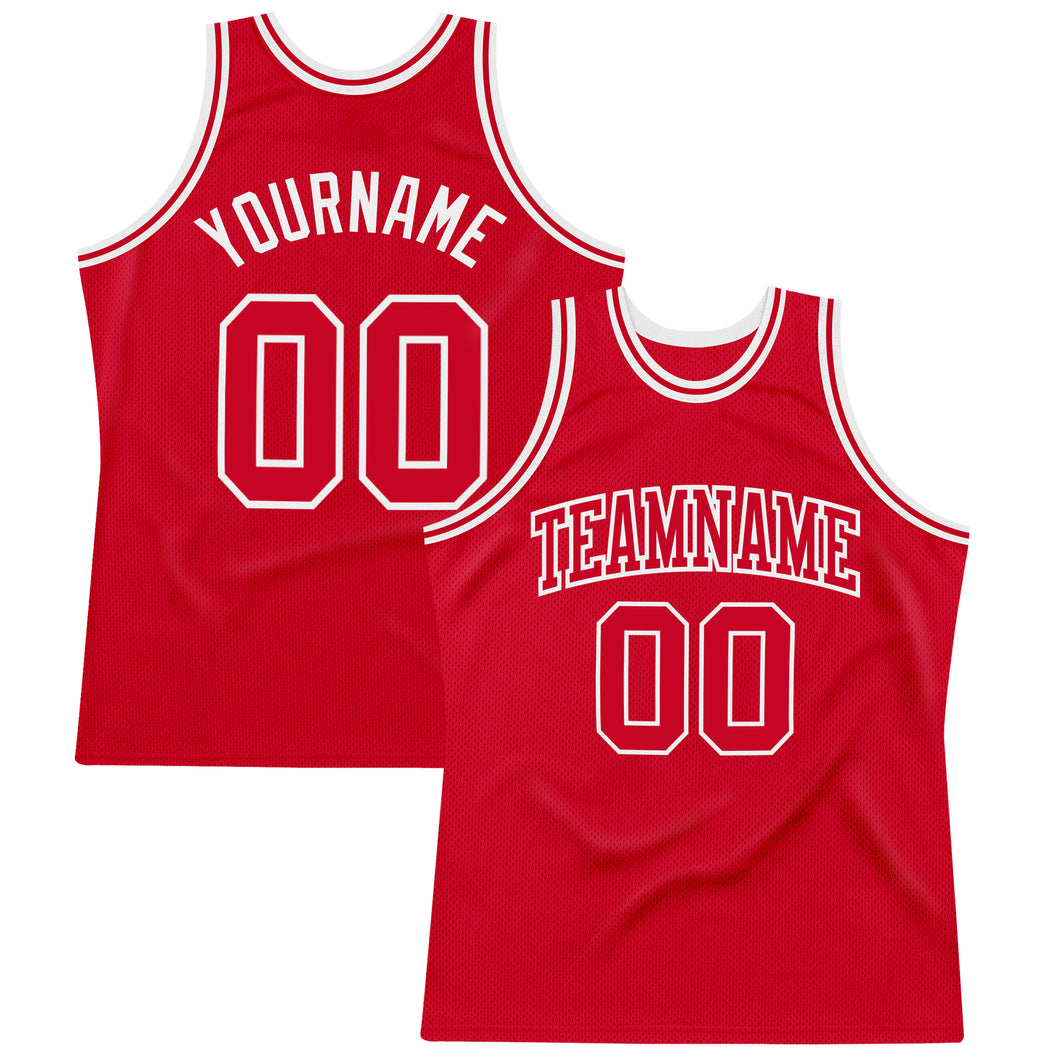 Custom Red Red-White Authentic Throwback Basketball Jersey