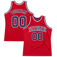 Загрузить изображение в средство просмотра галереи, Custom Red Navy-White Authentic Throwback Basketball Jersey
