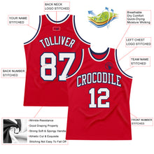 Load image into Gallery viewer, Custom Red White-Navy Authentic Throwback Basketball Jersey
