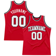Загрузить изображение в средство просмотра галереи, Custom Red White-Black Authentic Throwback Basketball Jersey
