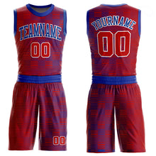 Laden Sie das Bild in den Galerie-Viewer, Custom Red Red-Royal Round Neck Sublimation Basketball Suit Jersey
