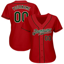 Load image into Gallery viewer, Custom Red Green-White Authentic Baseball Jersey
