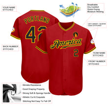 Load image into Gallery viewer, Custom Red Black-Gold Authentic Baseball Jersey

