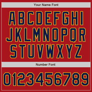 Custom Red Navy-Gold Authentic Baseball Jersey