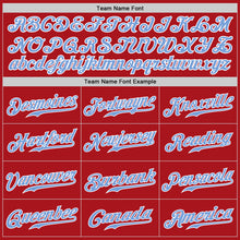 Load image into Gallery viewer, Custom Red Light Blue-White Authentic Baseball Jersey
