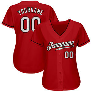 Custom Red White-Brown Authentic Baseball Jersey