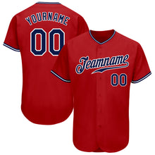 Load image into Gallery viewer, Custom Red White-Navy Authentic Baseball Jersey
