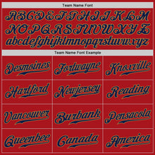 Load image into Gallery viewer, Custom Red Navy-Old Gold Authentic Baseball Jersey
