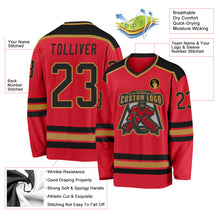 Load image into Gallery viewer, Custom Red Black-Old Gold Hockey Jersey
