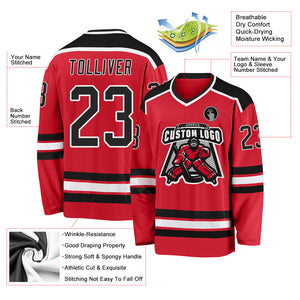 Custom Red Black-White Hockey Jersey