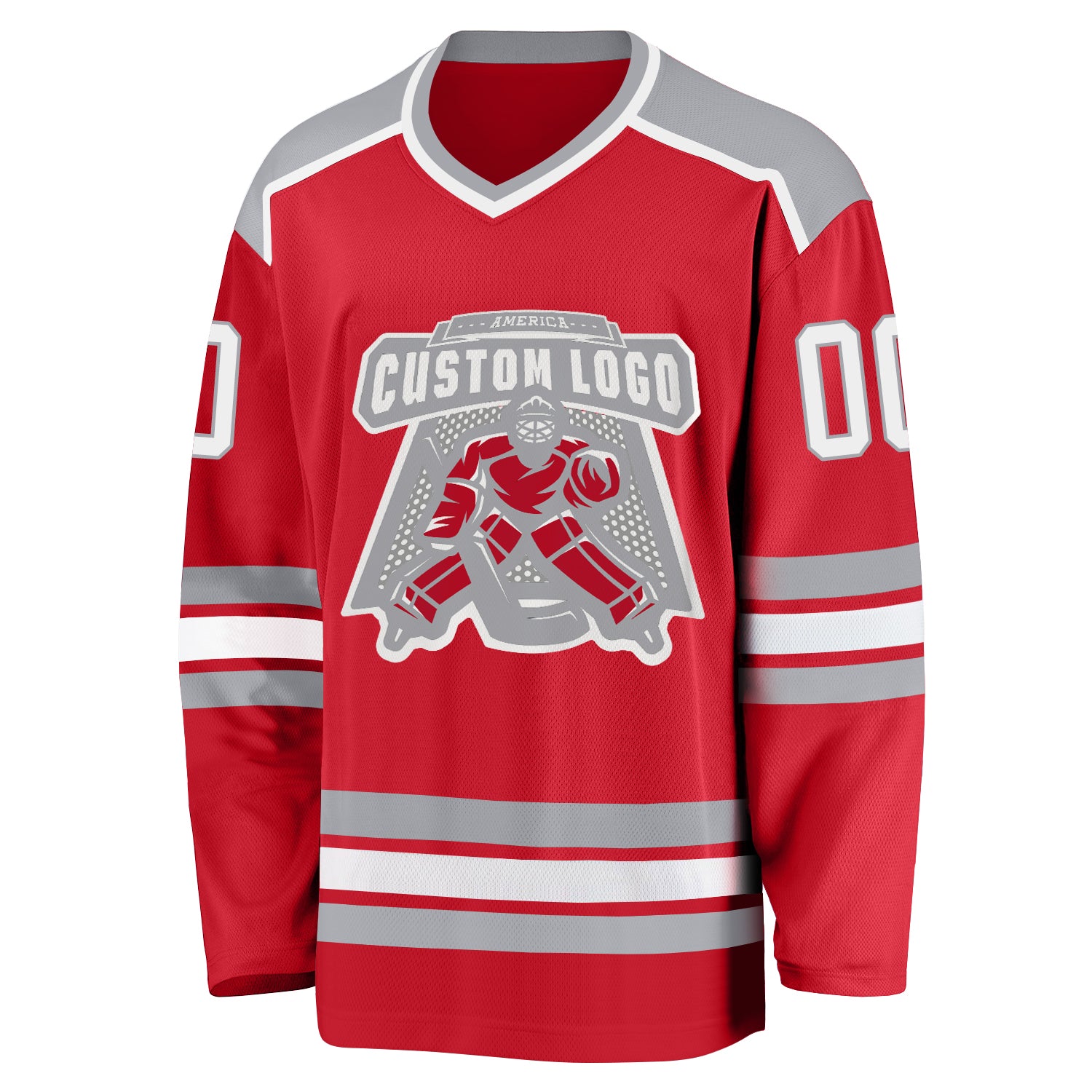Cheap Custom Red White-Gray Hockey Jersey Free Shipping