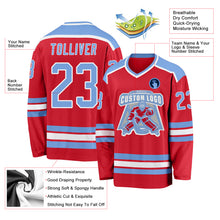 Laden Sie das Bild in den Galerie-Viewer, Custom Red Light Blue-White Hockey Jersey
