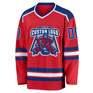 Custom Red Royal-White Hockey Jersey