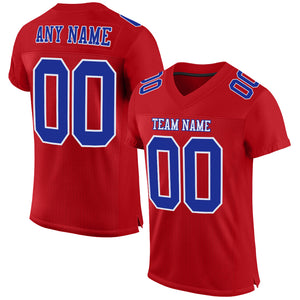 Custom Red Royal-White Mesh Authentic Football Jersey