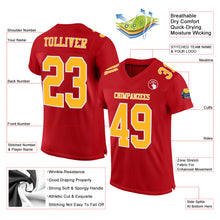 Load image into Gallery viewer, Custom Red Gold-White Mesh Authentic Football Jersey
