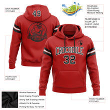 Load image into Gallery viewer, Custom Stitched Red Black-White Football Pullover Sweatshirt Hoodie
