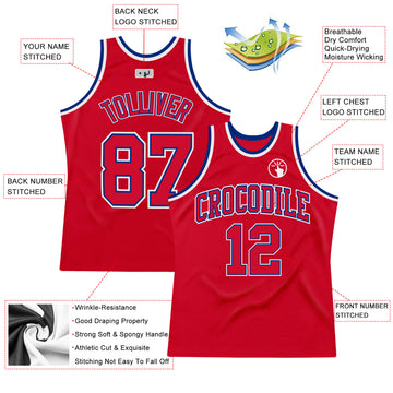 Custom Red Red-Royal Authentic Throwback Basketball Jersey