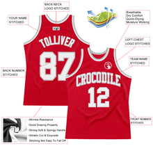 Load image into Gallery viewer, Custom Red White-Gray Authentic Throwback Basketball Jersey
