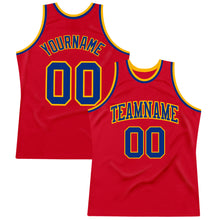 Load image into Gallery viewer, Custom Red Royal-Gold Authentic Throwback Basketball Jersey
