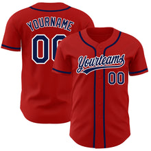 Load image into Gallery viewer, Custom Red Navy-White Authentic Baseball Jersey
