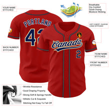 Load image into Gallery viewer, Custom Red Navy-Old Gold Authentic Baseball Jersey
