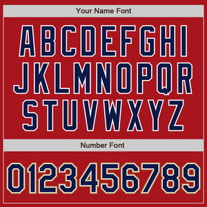 Custom Red Navy-Old Gold Authentic Baseball Jersey