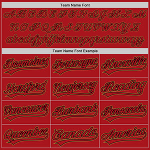Custom Red Red Black-Old Gold Authentic Baseball Jersey