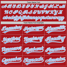 Load image into Gallery viewer, Custom Red Light Blue-White Authentic Baseball Jersey
