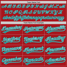 Load image into Gallery viewer, Custom Red Teal-Black Authentic Baseball Jersey
