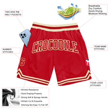 Laden Sie das Bild in den Galerie-Viewer, Custom Red Red-Cream Authentic Throwback Basketball Shorts
