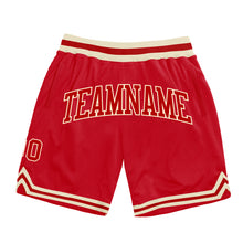 Laden Sie das Bild in den Galerie-Viewer, Custom Red Red-Cream Authentic Throwback Basketball Shorts
