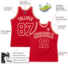 Laden Sie das Bild in den Galerie-Viewer, Custom Red Red-Cream Authentic Throwback Basketball Jersey
