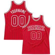 Laden Sie das Bild in den Galerie-Viewer, Custom Red White Pinstripe Red-White Authentic Basketball Jersey
