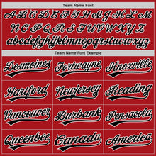 Laden Sie das Bild in den Galerie-Viewer, Custom Red White Pinstripe Black Authentic Baseball Jersey
