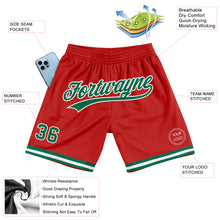 Load image into Gallery viewer, Custom Red Kelly Green-White Authentic Throwback Basketball Shorts
