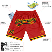 Load image into Gallery viewer, Custom Red Black-Gold Authentic Throwback Basketball Shorts
