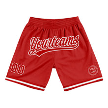 Load image into Gallery viewer, Custom Red White Authentic Throwback Basketball Shorts
