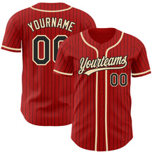 Load image into Gallery viewer, Custom Red Black Pinstripe City Cream Authentic Baseball Jersey

