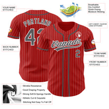 Load image into Gallery viewer, Custom Red White Pinstripe Steel Gray Authentic Baseball Jersey
