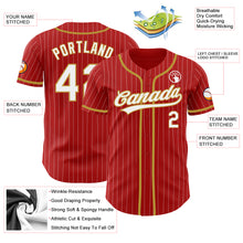 Load image into Gallery viewer, Custom Red White Pinstripe Old Gold Authentic Baseball Jersey

