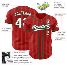 Load image into Gallery viewer, Custom Red White Pinstripe Kelly Green Authentic Baseball Jersey

