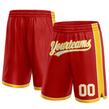 Laden Sie das Bild in den Galerie-Viewer, Custom Red White-Yellow Authentic Basketball Shorts
