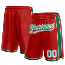 Laden Sie das Bild in den Galerie-Viewer, Custom Red White-Kelly Green Authentic Basketball Shorts
