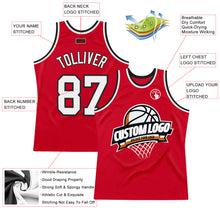 Laden Sie das Bild in den Galerie-Viewer, Custom Red White-Black Authentic Throwback Basketball Jersey

