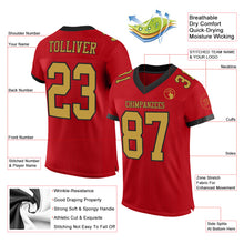 Laden Sie das Bild in den Galerie-Viewer, Custom Red Old Gold-Black Mesh Authentic Football Jersey
