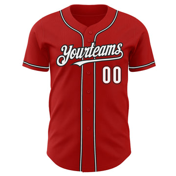 Custom Red White-Black Authentic Baseball Jersey