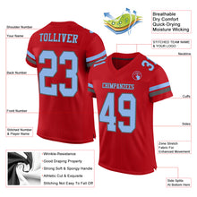 Laden Sie das Bild in den Galerie-Viewer, Custom Red Light Blue-Steel Gray Mesh Authentic Football Jersey
