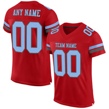 Load image into Gallery viewer, Custom Red Light Blue-Steel Gray Mesh Authentic Football Jersey
